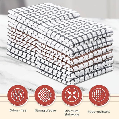 Vintage Vista 100% Cotton Dish Cloths (Pack of 12) - Dish Rags for Washing Dishes - Reusable & Highly Absorbent Kitchen Towels - Kitchen Rags for Christmas - (12" x 12" - Multicolor Checkered)