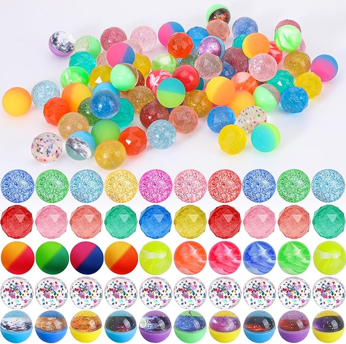144 Pcs Bouncy Balls Bulk 32mm Bounce Balls 6 Styles High Bouncing Balls Toys for Kids Party Favors Birthdays Gift Classroom ssorted Colorful High Bouncing Ball for Boys Gilrs Birthday Carnival Prizes