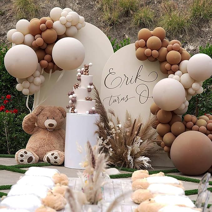 KALOR 12 Inch Beige Balloons, 50 Pcs Latex Helium Balloons for Kid's Birthday Party, Baby Shower, Wedding, Graduate Party Decorations