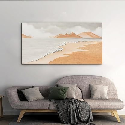 Canvas White Wall Art Decor Abstract Canvas Art Wall Decor Beach Coastal Wall Art Prints Modern Minimalist Wall Art Decorations Brown Artwork for Walls Bedroom Office Kitchen Wall Decor 20" X 40"