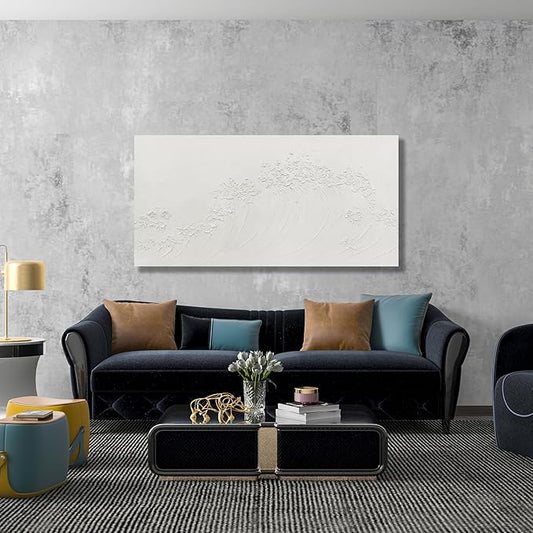 Yuaxker Ocean Wall Art White Abstract Wave Wall Decor Wall Hanging Decor Artwork for Living Room Bedroom Dining Room Office Home Decor 20x40 Inch