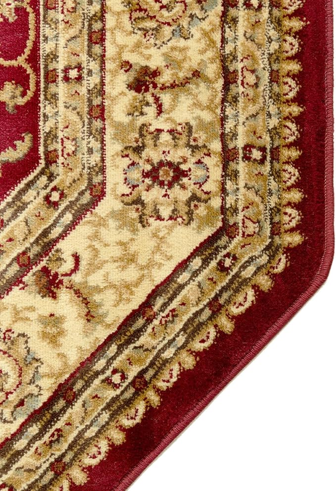 Rugs.com Aditi Collection Rug – 8' Octagon Red Low Rug Perfect for Living Rooms, Kitchens, Entryways