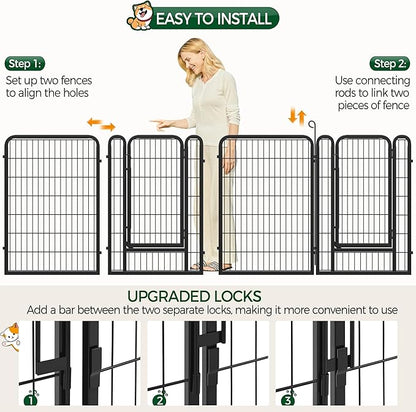 Yaheetech Dog Playpen Outdoor, 40 inch 8 Panels Dog Pen Indoor Heavy Duty Puppy Exercise Pen Metal Pet Fence for RV Camping/Yard/Garden