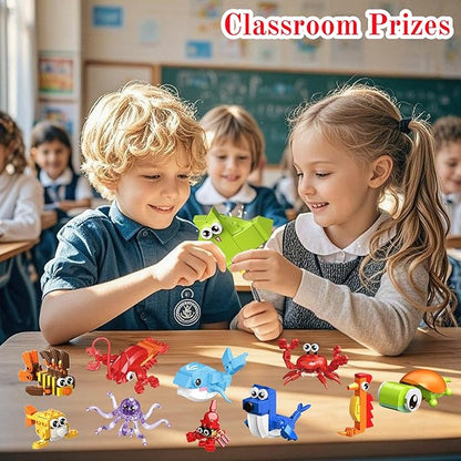 24 Pack Party Favor for Kids Building Set, Mini Ocean Animals Building Blocks Toy for Goodie Bag Stuffers, Classroom Prizes, STEM Toys for Boys,Easter Basket Stuffers, Birthday Gifts