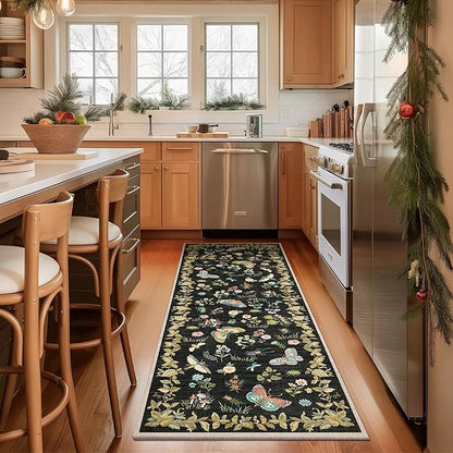 Washable Runners for Hallways Kitchen Rugs: 2'6"x8' Runner Rug Stain Resistant Non Slip Low Pile Soft Carpet Runners Rug for Bedroom Hallway Indoor Entryway Kitchen Laundry Room Farmhouse