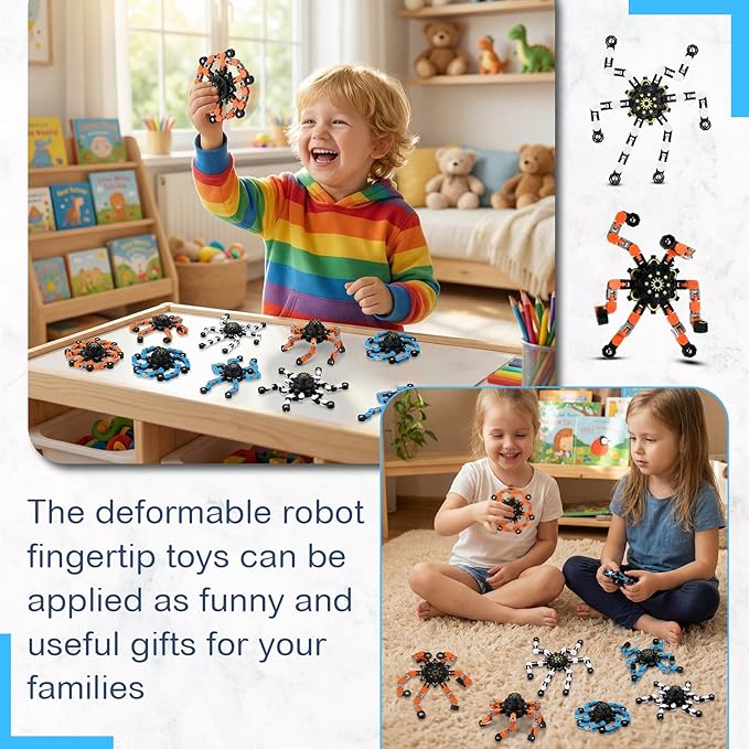 Jerify 40 Pack Funny Sensory Fidget Toy Transformable Chain Robot Finger Toy DIY Robot Mechanical Spinners Stress Relief Autistic Gifts for Adult Teen Prize Stuffer Party Favor (Cute,Fresh Color)