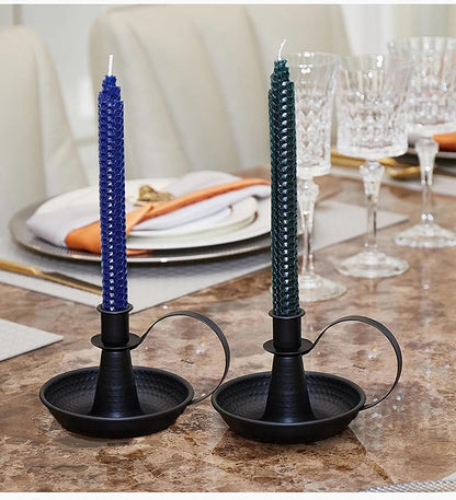 Retro Iron Taper Candle Holder，Black Candlestick Holders Candlelight Stand for Farmhouse Decor Home Wedding Party Table Decoration（2pcs）