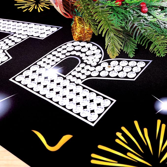 Upgraded, Ideal New Years Eve Party Supplies 2026, 300D Premium New Year Banner, Large 71x12in (with 2pcs Golden hanging rod) (Classic Diamond Style Design) HD Printing, Perfect for NYE Decorations