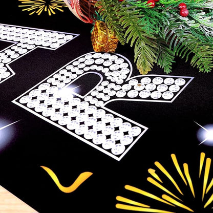 Upgraded, Ideal New Years Eve Party Supplies 2026, 300D Premium New Year Banner, Large 71x12in (with 2pcs Golden hanging rod) (Classic Diamond Style Design) HD Printing, Perfect for NYE Decorations
