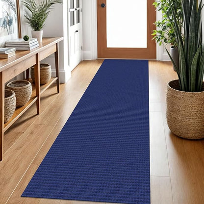 Braided Runner Rug 2x7 Ft Washable Runners for Hallways Kitchen Runner Rug Rubber Backed Cotton Entryway Runner Indoor, Woven Floor Carpet for Hall Kitchen Bedroom, Royal Blue/Navy
