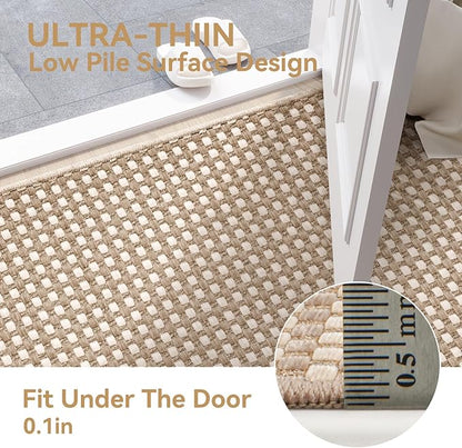 Boho 2x8 ft Runners for Hallways Extra Long Woven Washable Kitchen Runner Mat Rugs Non Slip, Soft Entryway Laundry Hall Floor Runner Carpet for Indoor Backdoor Bedroom Hallway Living Room, Brown