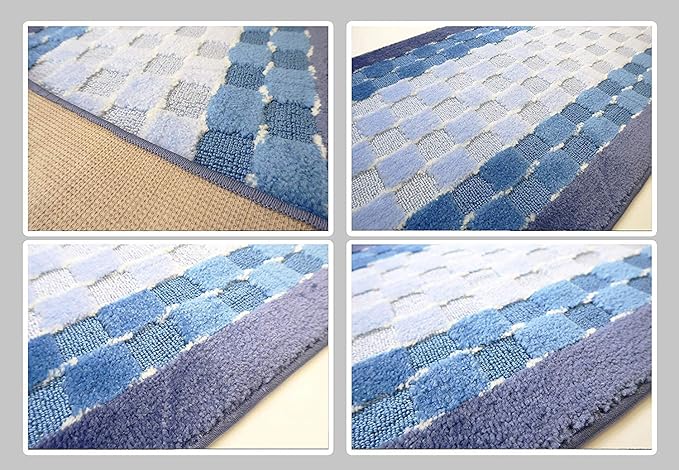 11 ft Non-Slip Blue Hallway Kitchen Runner Rug, 2'2" X 11' Washable Carpet - Rubber Backed, Custom Size Floor Mat for Stairs Bedroom Bathroom Entryway, Flexible Length Options