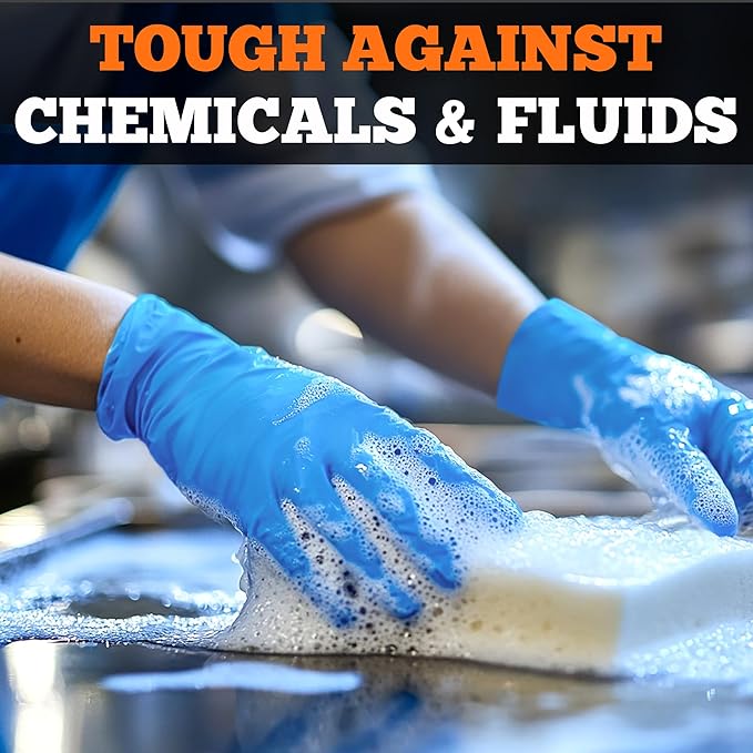 TitanFlex Disposable Nitrile Gloves 6 mil Blue Heavy Duty Disposable Gloves, Cooking Mechanic Gloves, Latex Free Powder Free