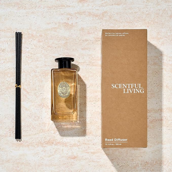 M&SENSE 10.14 oz Large Reed Diffuser Set | Ginger & Ylang Ylang Scent Oil Diffuser with Sticks | Hotel Collection Non-Toxic Essential Oil |for Bedroom Bathroom Living Room