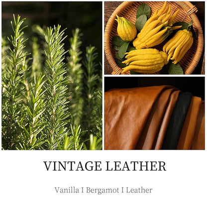 Vintage Leather Candle, 7 oz Scented Candle for Men, Soy Candles for Home Scented, Masculine Jar Candle for Him, 50 Hours Burning Time Mens Candle Gift for Boyfriend, Father, Birthday Present Giving