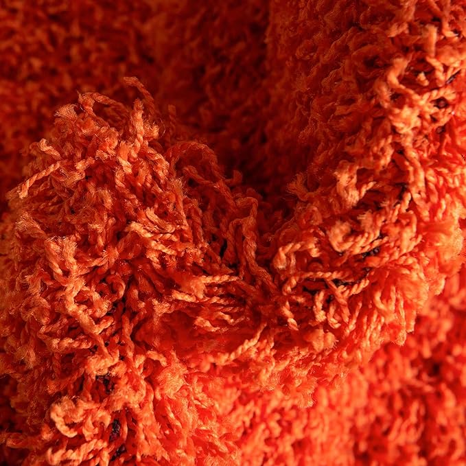 Unique Loom Solid Shag Collection Area Rug (3' 3" Round, Tiger Orange)