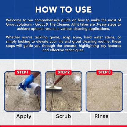 Professional-Grade Grout Cleaner for Tile, Ceramic, Porcelain & Marble – Acid-Free Formula for Safe, Deep Cleaning and Stain Removal
