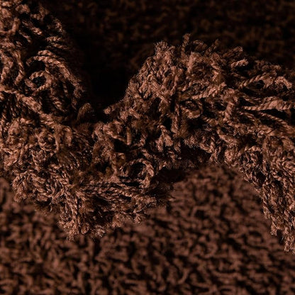 Unique Loom Solid Shag Collection Area Rug (7' 1" Round, Chocolate Brown)