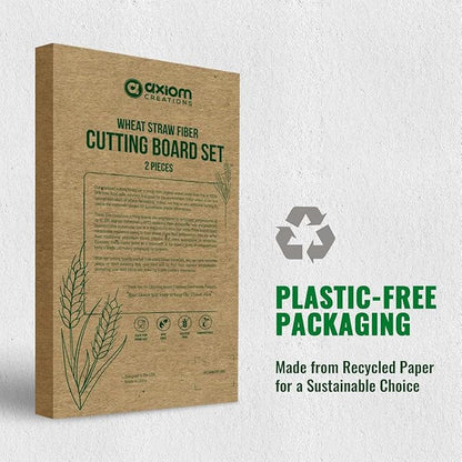 2-Piece Reversible Cutting Board Set Made from Natural Food Grade Wheat Straw Material - Eco-Conscious Alternative to Plastic - Gluten Free & BPA Free Chopping Boards for Kitchen