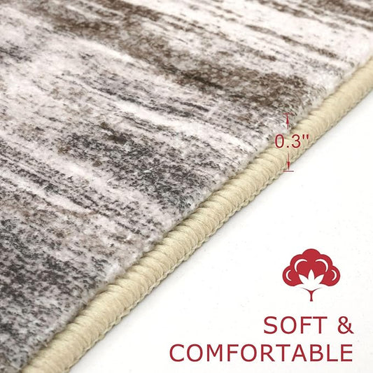 KOZYFLY Modern Abstract Runner Rugs 2x6, Washable Rug Runner Non-Slip Soft Kitchen Rugs, Print Blcak Brown Carpet Runner for Entryway Bathroom Laundry Room Foyer