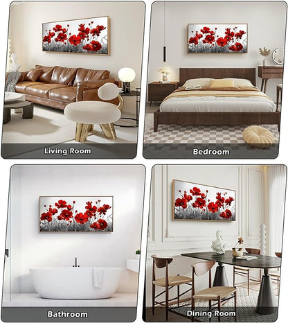 YYYYHPP WKYP2375 Canvas Wall art Black and White Plant Red Flower Canvas Print Wall Art Painting for Living Room Bedroom Kitchen Home and Office Wall Decor