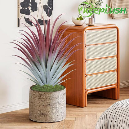 2ft Fake Spiked Agave Plant - Red Artificial Aloe Vera Plant 26 Inch - Tall Large Faux Floor Plants Perfect for Porch Door Step Home Office Patio Indoor Outdoor Decor (1 Pack)