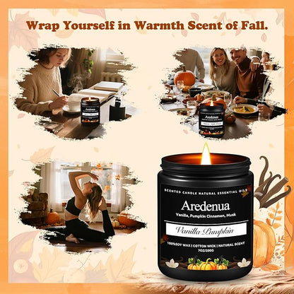 Vanilla Pumpkin Candle – Warm Holiday Pumpkin Scent, Christmas Winter Seasonal Candles for Home, Hand-Poured Soy Candle for Christmas Décor & Cozy Gifting