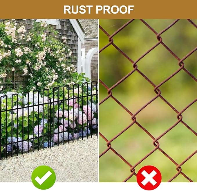 26 Panels No Dig Animal Barrier Fence, 13in(H) x 37ft(L) Garden Edging Border Fencing, Rustproof Metal Stakes Decorative Garden Fence, Dog Digging Defense Fencing Barrier for Outdoor, Yard, Patio