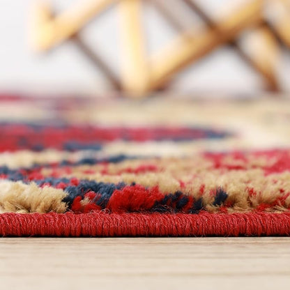 Superior Indoor Small Area Rug, Jute Backed, Perfect for Living/ Dining Room, Bedroom, Office, Kitchen, Entryway, Modern Geometric Trellis Floor Decor, Viking Collection, 2' x 3', Red Blue