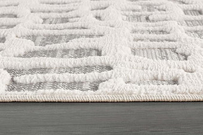 Beverly Rug Micro Loop Area Rug Gray/White 5x7 Abstract Modern Luxury Irregular Grid Durable Soft Indoor Rugs for Living Dining Room Office Stain Resistant Non Shedding Casual Indoor Carpet 5 x 7