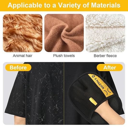2pcs Pet Hair Removal Glove Original with Flea Comb, 3 in 1 Electrostatic Gloves Pet Hair Remover Glove Perfect for Fabric or Leather Surfaces Multifunctional Viorane Pet Hair Remover Mitt