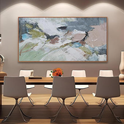 Pink Abstract Painting Large Wall Art Living Room Decor Green Canvas Print Colorful Abstract Wall Art For Living Room Home Office Decoration 30x60 Inch
