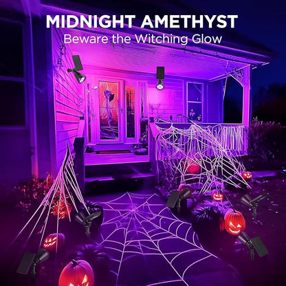 InnoGear Solar Lights Outdoor Waterproof Halloween Christmas Solar Garden Light for Outside Yard Landscape Lighting Pathway Spot Lights Spotlight Wall Light Auto On/Off, 2 Pack (Violet Purple Light)