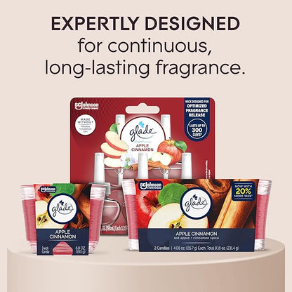 Glade 3-Wick Scented Candle Jar, Apple Cinnamon, Air Freshener Infused with Essential Oils, 6.8 Oz, 3 Count