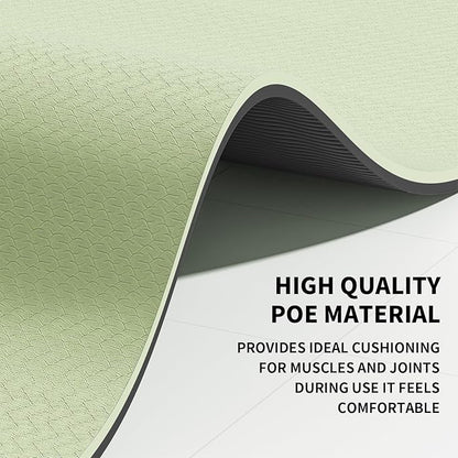 8mm Large Yoga Mat (6'x 4') - Extra Long and Wide 72 x 48 x 0.32 inches, Non-Slip POE Fitness Mat, Eco-Friendly, Thick Wide Exercise Mat for Home Workouts,Ideal for Yoga and Pilates.