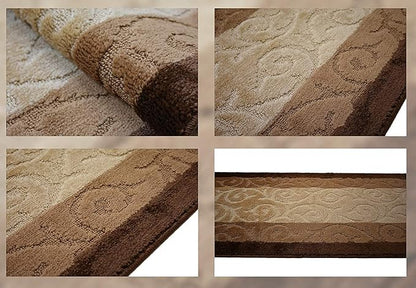 Custom Cut Hallway Runner Rug, Slip Resistant, 31 Inch Wide X Your Choice of Length, Scroll Brown, 31 Inch X 31 feet