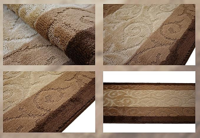 ORFA HOME Custom Cut Hallway Runner Rug, Slip Resistant, 31 Inch Wide X Your Choice of Length, Scroll Brown, 31 Inch X 7 feet