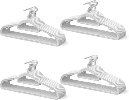 40 Pack Heavy Duty Non-Slip Plastic Hangers - Slim Space Saving w/ 360° Hook for Wet/Dry Clothes, Retail Store Display & Home Organization - White