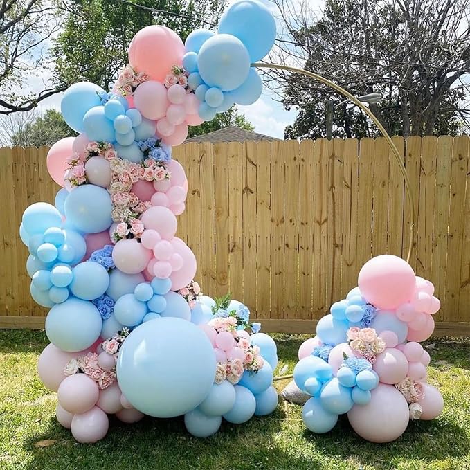 Macaron Pink and Blue Balloons, 60 Pcs 12 Inch Metallic Blue Pink Balloons for Baby Shower Gender Reveal Shower Wedding Bridal Shower Party Graduation Decoration