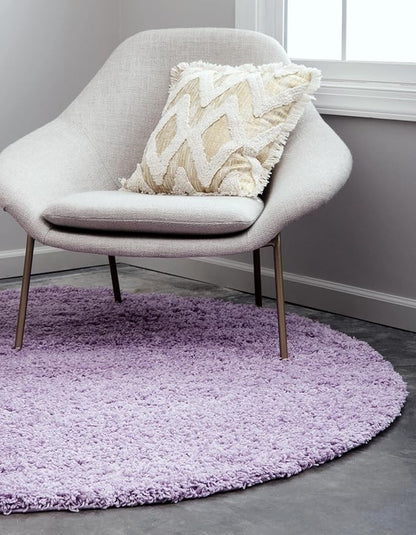 Unique Loom Solid Shag Collection Area Rug (7' 1" Round, Lilac)