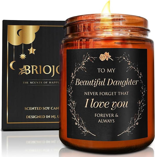 My Beautiful Daughter Candle Gift from Mom Dad - Unique Love You, Bridal Shower, Wedding, Mother's Day, Birthday Gift for Daughter Adult, Stepdaughter - Cashmere Vanilla Scented Soy Candle