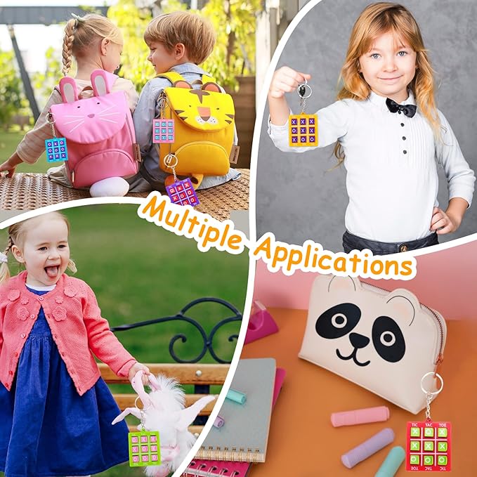 24PCS Tic Tac Toe Game Birthday Party Favors Valentines Goodie Bags Stuffers for Kids 3-5 4-8 8-12 Classroom Treasure Chest Carnival Prize Box Toys Bulk Keychain Pinata Filler Return Gift for Girl Boy