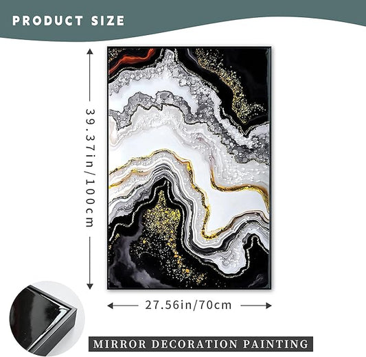 YPGEAME Bedroom Wall Decor, Marble Texture Wall Art, Metallic Gloss Finish, for Bedroom, Living Room, Bathroom, and Office Decor, 28×40 in