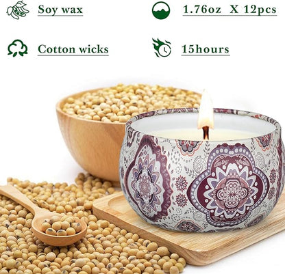Scented Candles Gift Set, 12 Pack Candles for Home Scented, 21.12 oz Long Lasting Soy Wax Aromatherapy Candle Set with Gift Box, Valentine's Day Gifts for Women