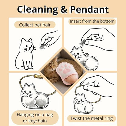 2025 Upgrade Electrostatic Pet Hair Removal Glove, A Reusable Pet Hair Remover Tool for Cats & Dogs, Clothing, Couches, Carpets, and Car Seats(Pink Glove, Cat Keychain)