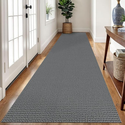 Braided Runner Rug 3x12 Ft Washable Runners for Hallways Non Slip Rubber Backed Kitchen Runners Cotton Long Entryway Runner Indoor, Woven Carpet for Hall Kitchen Entryway, Dark Grey/Grey