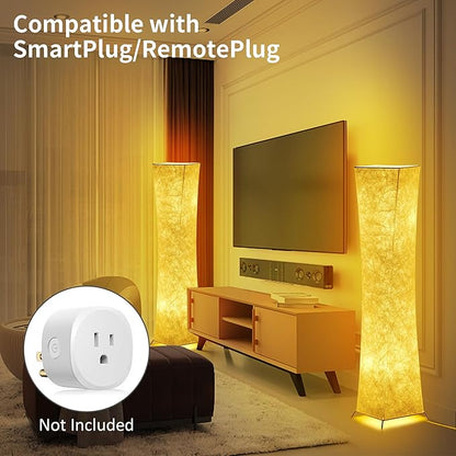 chiphy Floor Lamp, Dimmable 52" (M) Tall Standing Lamp, 3 Levels Adjustable Brightness 12Wx2 LED Bulbs, Column Floor Light w/White Fabric Shade, Home Decor for Living Room, Bedroom