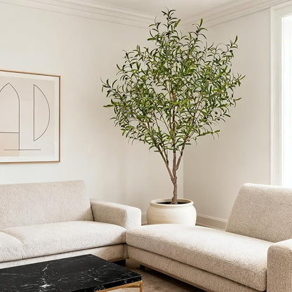 Fake Tree Faux Olive Tree Artificial Olive Trees Artificial Indoor 6.3 Feet Realistic Potted Silk Indoor Large Fruit for Home Offices, Living Rooms, Bedrooms, Stairs and Foyer Decor