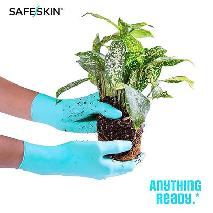 SAFESKIN Nitrile Disposable Gloves, Medium Duty, Large Size, Powder-Free - For Food Handling, First Aid, Cleaning, Gardening, Crafting - Exam Gloves, 100-Count