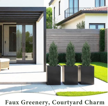 THE BLOOM TIMES 4ft Topiary Trees Artificial Outdoor Set of 2, UV Resistant Faux Cedar Pine Cypress Bushes & Shrubs, Fake Plants for Front Porch Outside Planter Patio Christmas Decor 4 Foot Tall